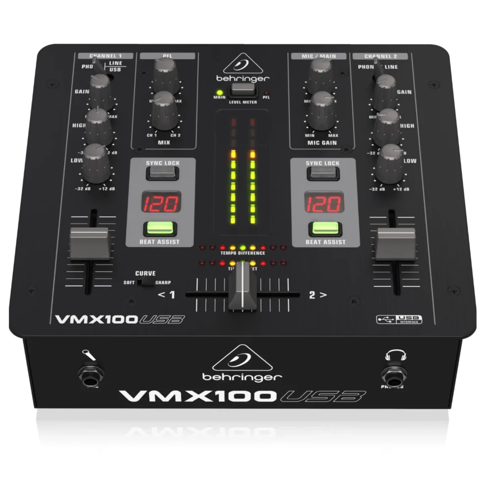 Behringer VMX100USB DJ Mixer - Top Front
